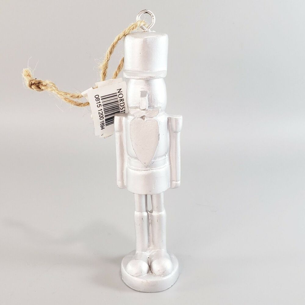 Nordstrom Nutcracker Ornament Silver Tone Resin Toy Soldier Holiday Christmas